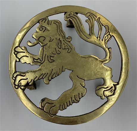 Vintage Brass Openwork Lion Paw Footed Plant Stand, Tea Trivet