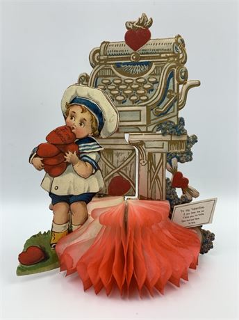 Antique 1922 Stand Up Pop Up German Paper Honeycomb Sailor Boy Valentine