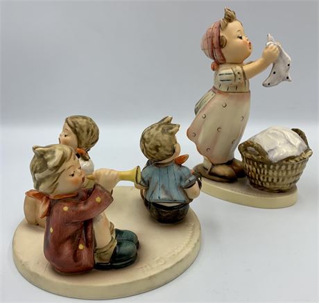 2 W Germany Goebel Vintage Figurines :  Little Band and Wash Day