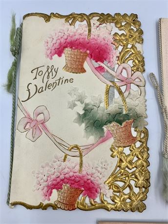 3 Embossed Floral Vintage Valentine Poetry Cards