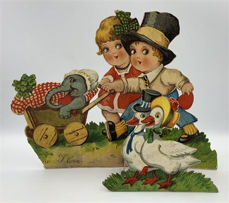 Vintage 1927 Pop Up Embossed Paper Baby Elephant Valentine