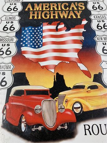 1995 Classic NOS America’s Highway Hot Rod 16” Metal Sign
