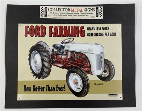 Clean 1990s FORD Farming Tractor Model 8N Metal Advertising Sign
