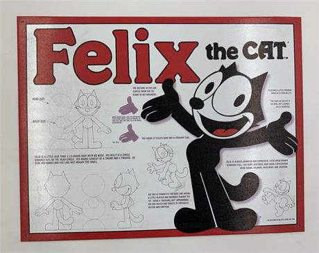 Vintage 16” Metal Felix the Cat USA Cartoon Sign