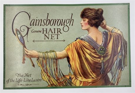 1994 Art Nouveau Beauty Gainsborough Hair Net Metal Advertising Sign