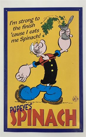 1996 16” Metal Popeye’s Spinach Cartoon Sign