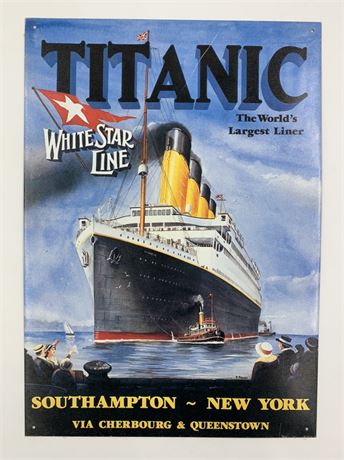 1994 TITANIC White Star Line Luxury Liner Metal Advertising Sign