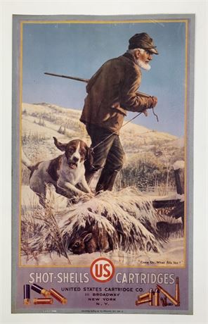 1991 US Cartridge Co. Shot Shells Rabbit Hunting Metal Advertising Sign