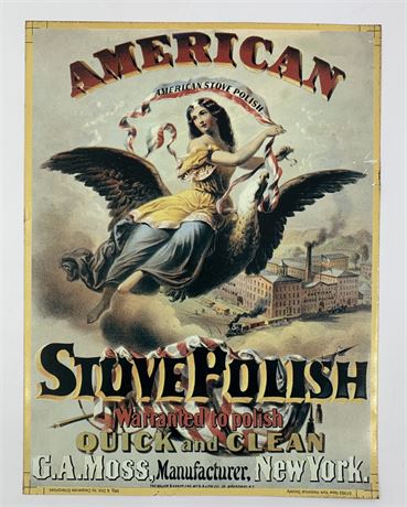 1993 American Stove Polish 16 1/2” Eagle Detail Metal Advertising Sign