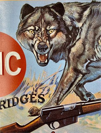 Embossed Wolf Remington Rifle UMC Cartridges Metal Advertising Sign