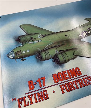 1993 AAA Sign Co. B-17 Boeing Flying Fortress Plane Embossed Metal Sign