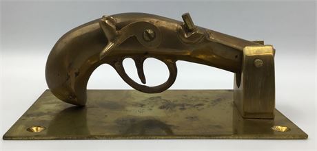 New Old Stock Brass Pistol Wild West Door Knocker
