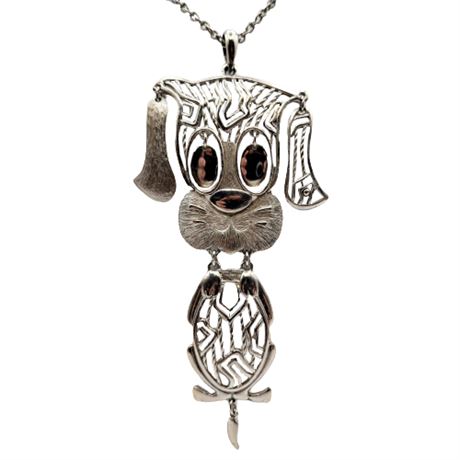1970s Alan Jewelry Large Articulated Dog Necklace