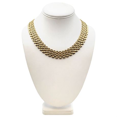 Vintage Gold Tone Panther Link Necklace