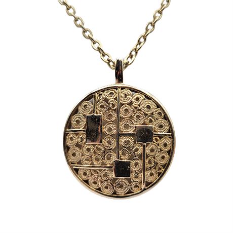 1970s Sarah Coventry Modernist/Brutalist Disc Pendant Necklace