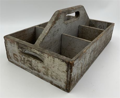 Primitive Folk Art 6 Cubby Antique Farm Caddy, Peters Crate Storage Tote