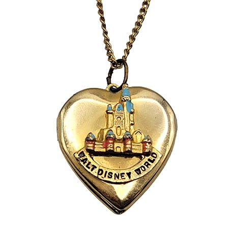 1960s Walt Disney World Heart Shaped Locket Necklace