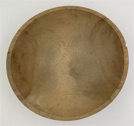 Vintage Hand Turned 12 1/2” Primitive Farmhouse Wood Dough Bowl
