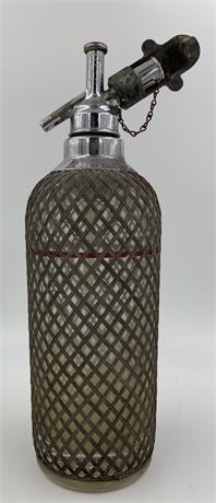 Vintage Sparklets Czech Glass Wire Wrapped Seltzer Cocktail Gatsby Bar Bottle