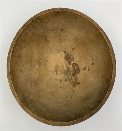 Antique Hand Turned 14 1/2” Primitive Farmhouse Wood Dough Bowl