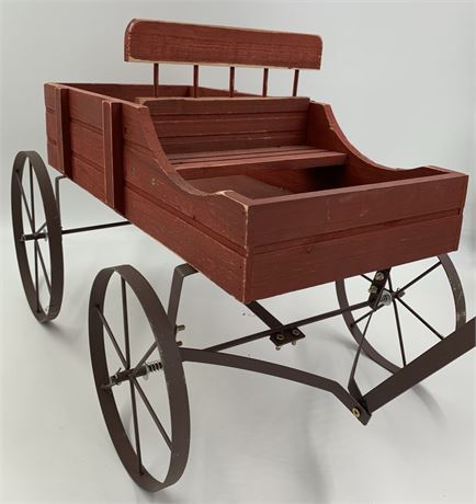 Wild West Style Barn Red Buckboard 22” Pull Wagon