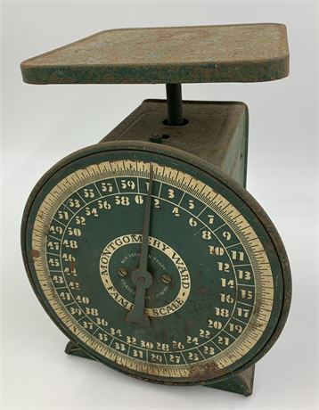 Antique Montgomery Ward Hunter Green Metal Family Scale