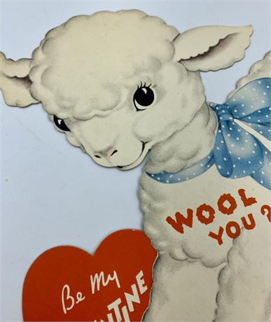 Large 9” Vintage Mechanical Sheep Valentine