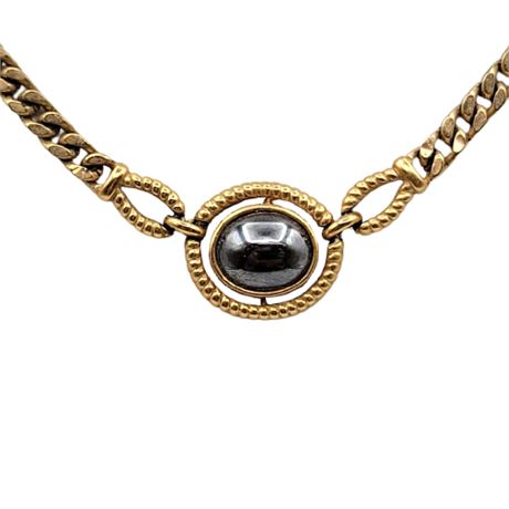Vintage Louis Feraud Paris Hematite Gold Tone Necklace