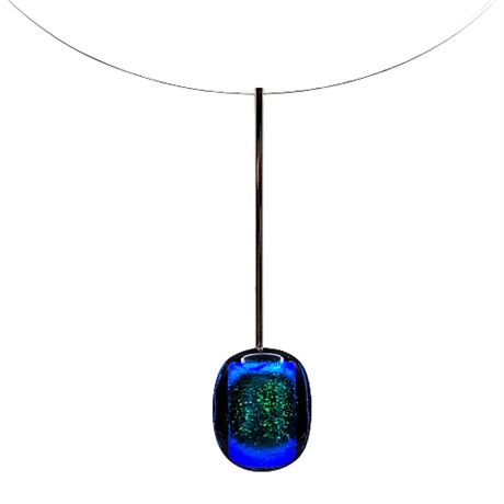 Modernist Hand Blown Glass Pendant Choker Necklace