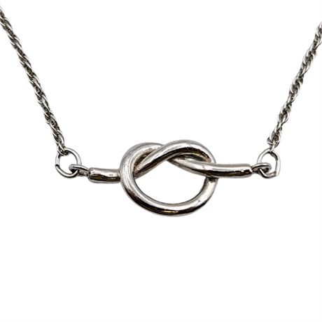 1960s Crown Trifari Silver Tone Knot Necklace