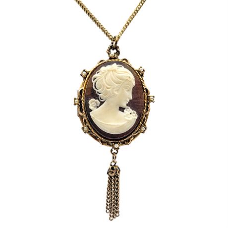 1970s Large Cameo Locket Necklace