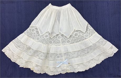 Antique Doll Size Victorian-Edwardian Cotton Lawn Petticoat
