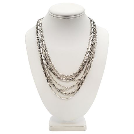 1970s Sarah Coventry 10 Strand Silver Tone Necklace