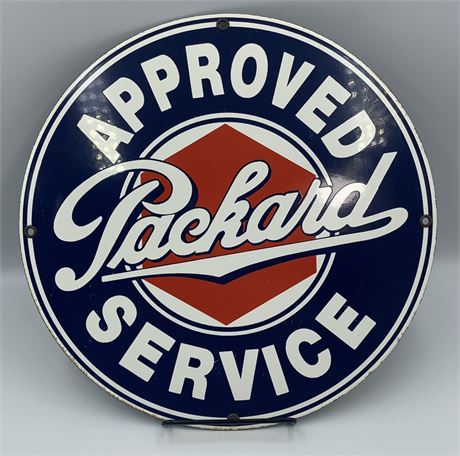 11 7/8” Packard Porcelain Automotive Service Vintage 1980s era Advertising Sign