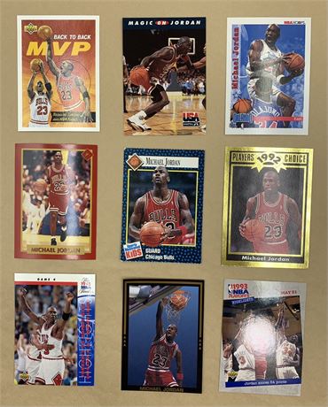 9 pc 1992-1993 Michael Jordan Basketball Trade Cards