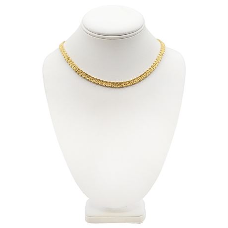Vintage Monet Gold Tone Nugget Texture Necklace