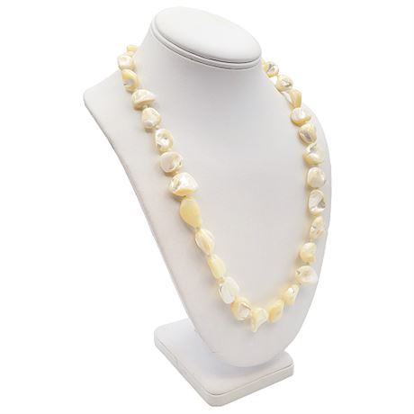 Vintage Natural Mother-of-Pearl Chunky Beaded Necklace