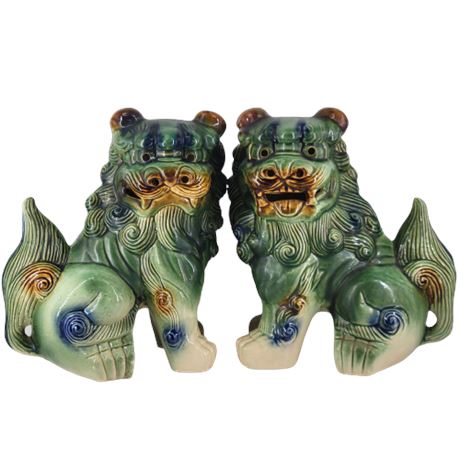Ceramic Bombay Chinese Foo Dog Pair