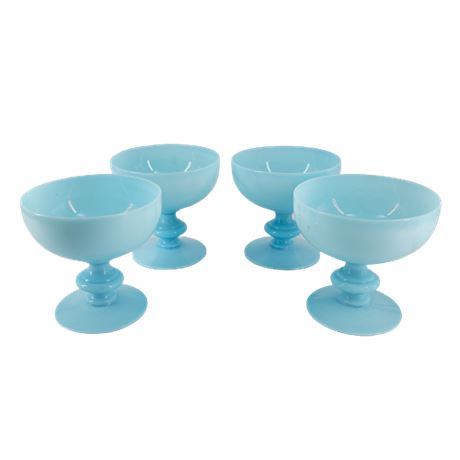 Vintage Blue Glass Coupe Glasses