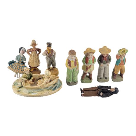 Vintage Ceramic / Wood Miniature Figurine Lot