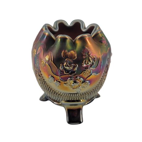 Amethyst Carnival Glass Rose Bowl