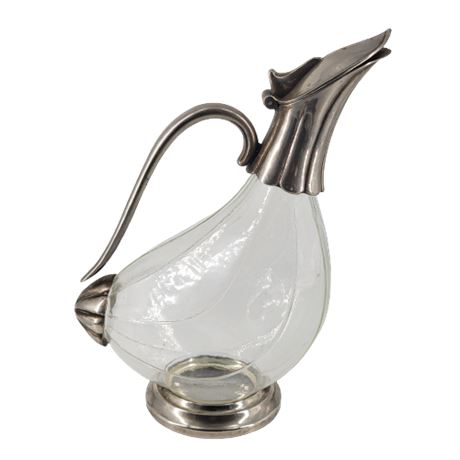 Vintage Glass & Silver-plate Wine Decanter