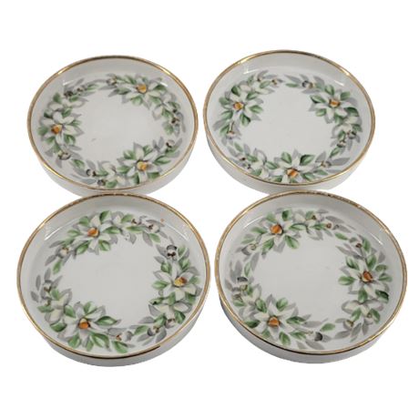 Nippon Hand-Painted Porcelain Floral Gold Rim Coasters