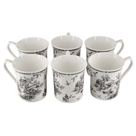 Queen's Black & White Nature Tea Cups