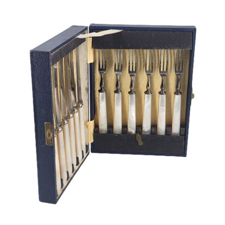 Vintage Mother of Pearl Fork & Knife Set