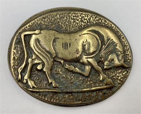 Striking Brass Bull Vintage Belt Buckle, Buckler Ltd Israel
