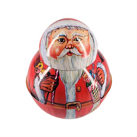Decorated Santa Roly Poly Tin