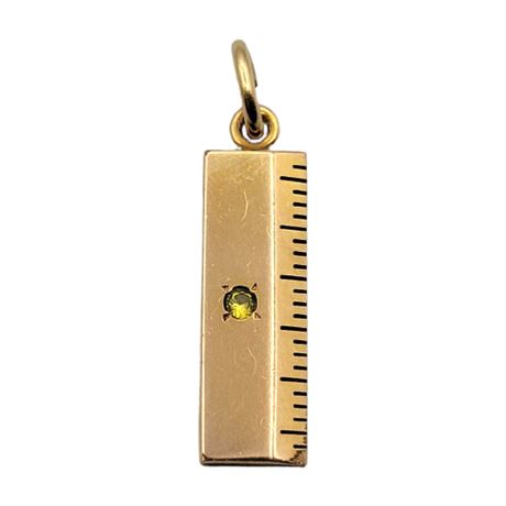 Vintage Signed Gold or Gold Filled Yellow Sapphire Ruler Pendant