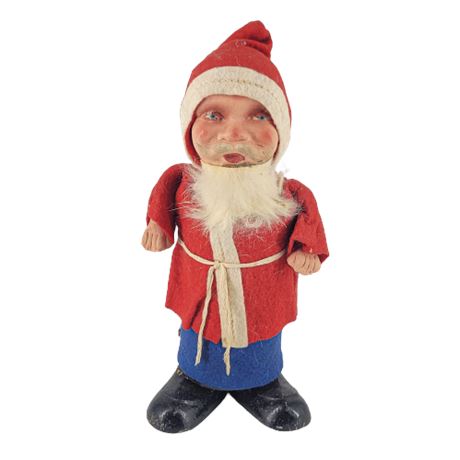 Vintage Hand Painted Clay Face Santa Claus