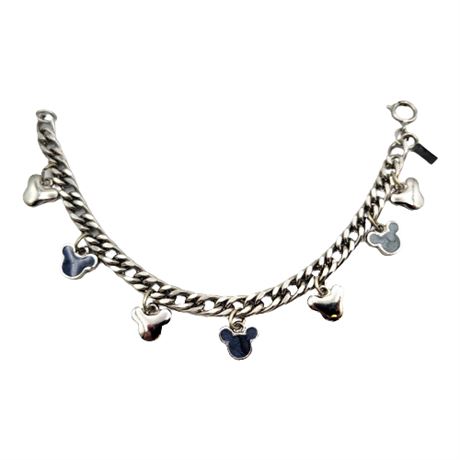 Silver Tone Disney Mickey Mouse Ears Charm Bracelet